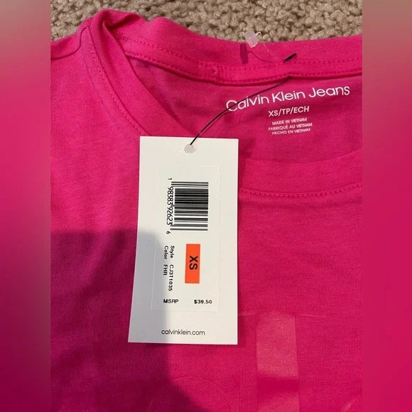 Women's CALVIN KLEIN pink Tshirt - Picture 9 of 10